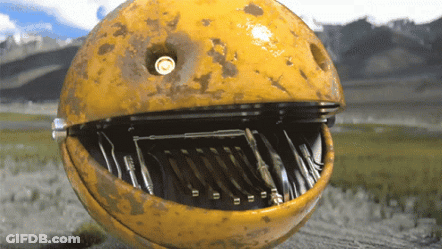 Robotic Pac Man Leaving GIF