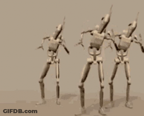 Robots Dancing In Sepia GIF