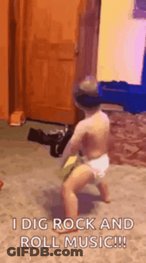 Rock And Roll Music Funny Baby GIF