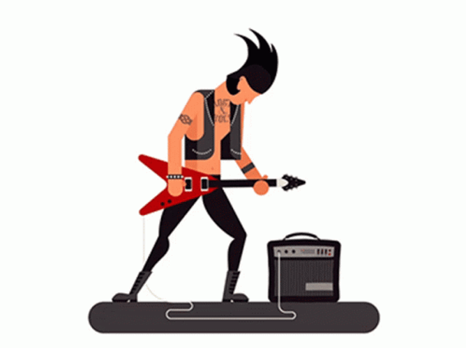 Rock And Roll Playing Guitar Animation GIF