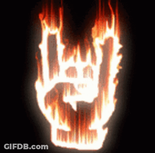 Rock And Roll Sign In Flames GIF