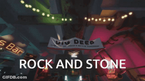 Rock And Stone Hanging Sign GIF