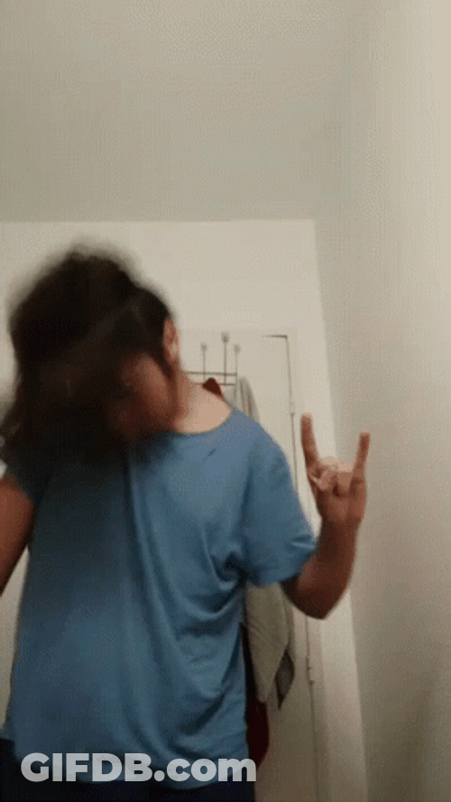 Rock Hand Sign Head Bang Loop GIF