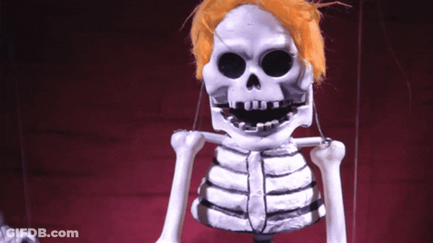 Rock Hand Sign Spooky Skeleton GIF
