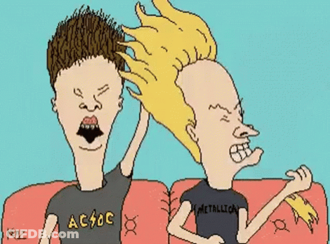 Rock Head Headbanging Beavis GIF