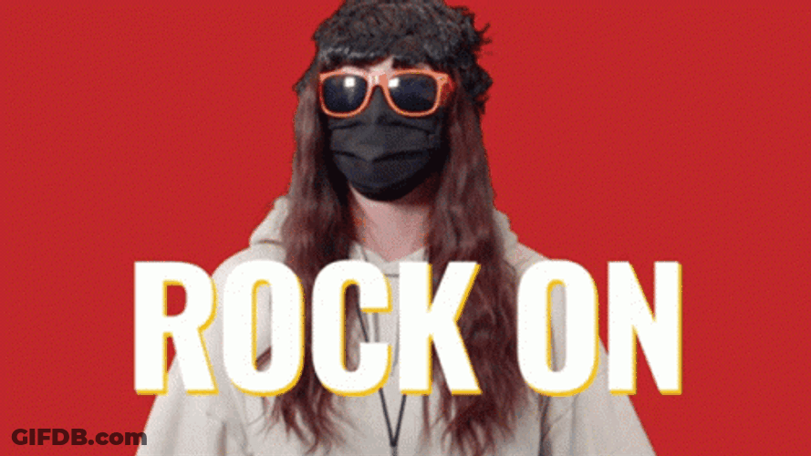 Rock On Gesture By A Masked Lady GIF