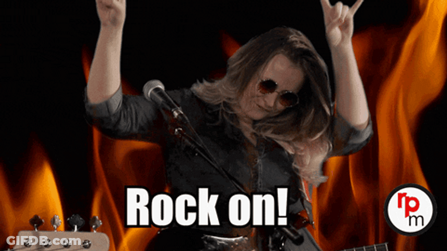 Rock On Lady Fire Background GIF