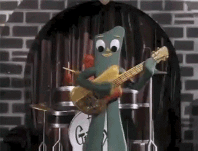 Rocker Gumby Playing Guitar GIF
