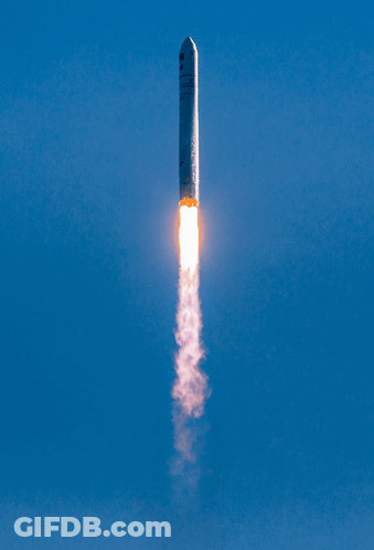 Rocket Flying Through Blue Sky GIF