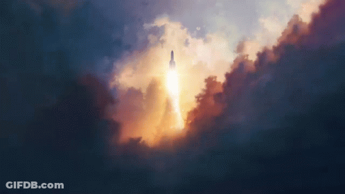 Rocket Flying Through Clouds GIF