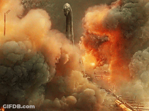 Rocket Launching With Smoke And Fire GIF