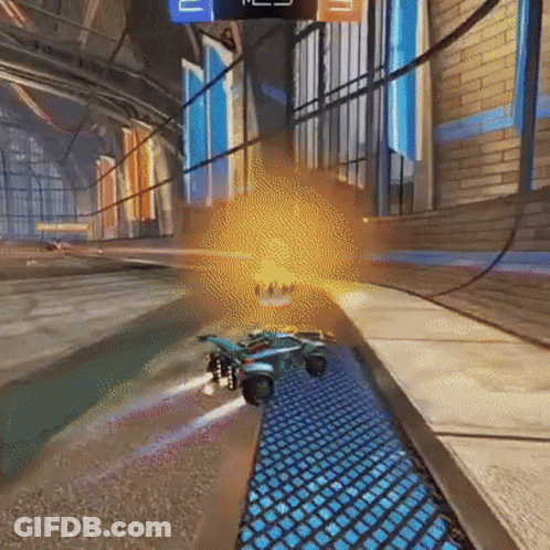 Rocket League Car Flying Through Building GIF