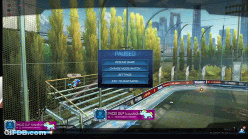 Rocket League Paused Screen Screenshot GIF