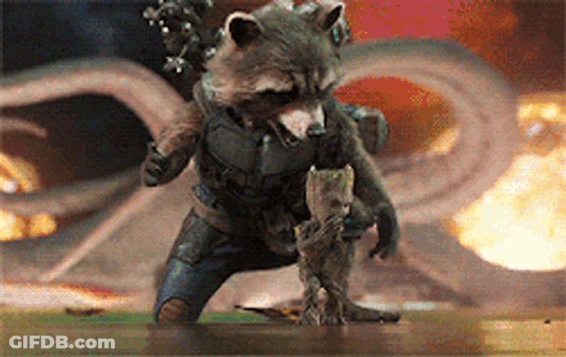 Rocket Raccoon Beaten Groot GIF