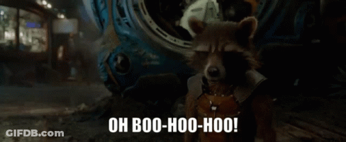 Rocket Raccoon From Guardians Of The Galaxy Says Oh Boo-Hoo-Hoo ! GIF