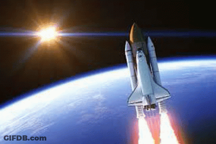Rocket Ship In Outer Space GIF