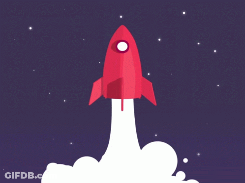 Rocket Taking Off With Planet GIF