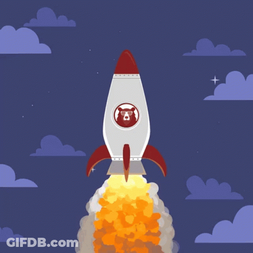 Rocket With Dog Picture Flying Through Night Sky GIF