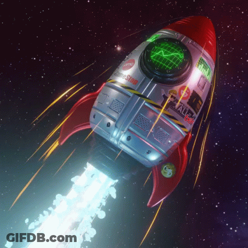 Rocket With Gamestop Word Flying GIF