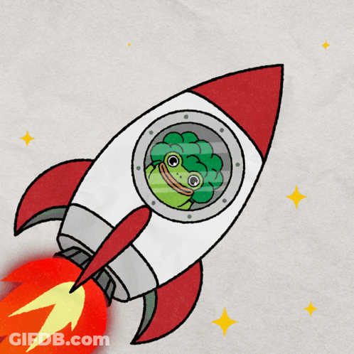 Rocket With Green Frog In Cockpit GIF