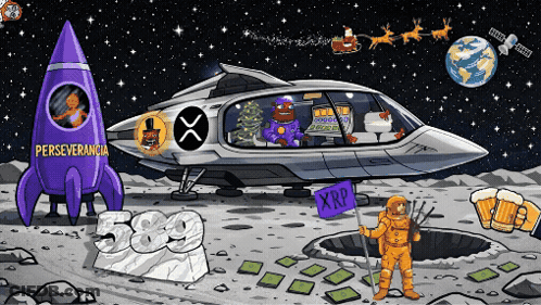 Rocket With Perseverancia On The Moon GIF