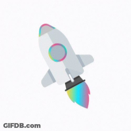 Rocket With Rainbow Tail GIF
