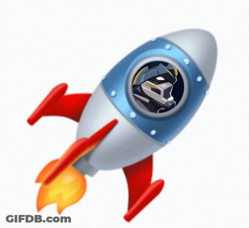 Rocket With Robot Inside Flying GIF