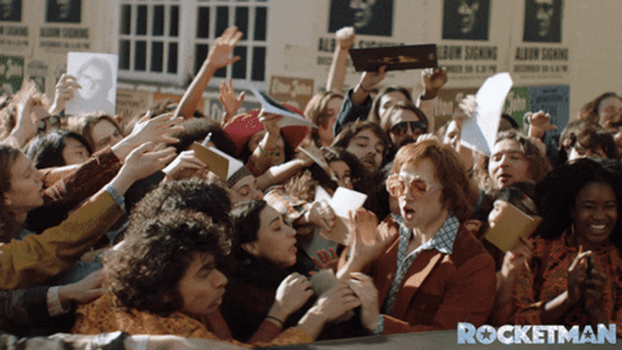 Rocketman Elton John Avoiding Fans GIF