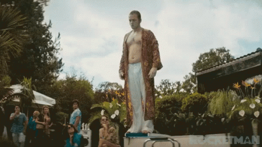 Rocketman Elton John Pool Fall GIF