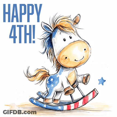 Rocking Horse With Happy 4Th GIF