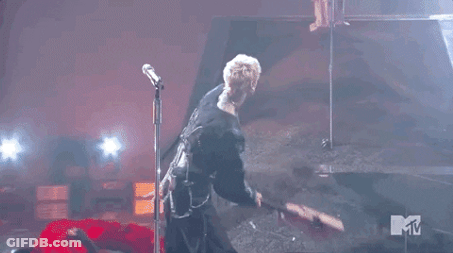 Rockstar Break A Pink Guitar GIF