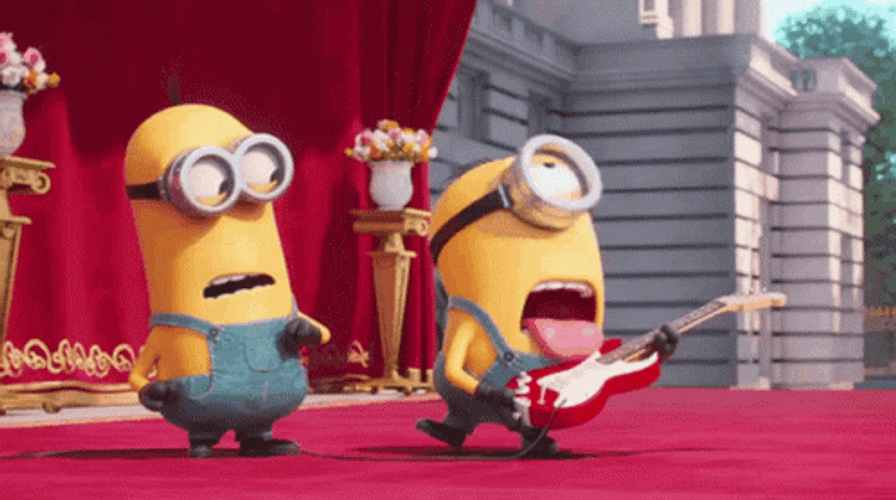 Rockstar Guitarist Minions Amazing Technique GIF