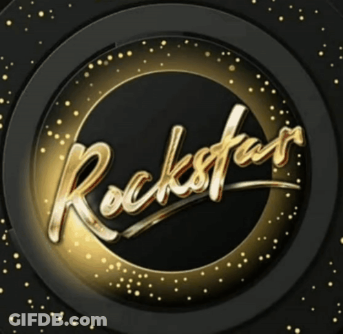 Rockstar In Gold On Black Circle GIF