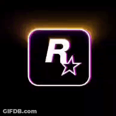 Rockstar Logo Glowing In Dark With Star GIF