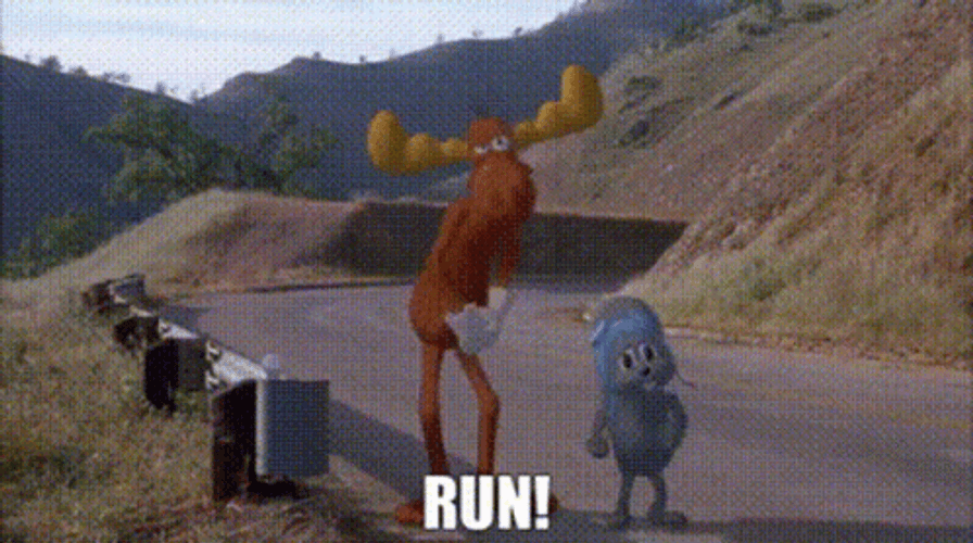 Rocky And Bullwinkle Shouted Run GIF