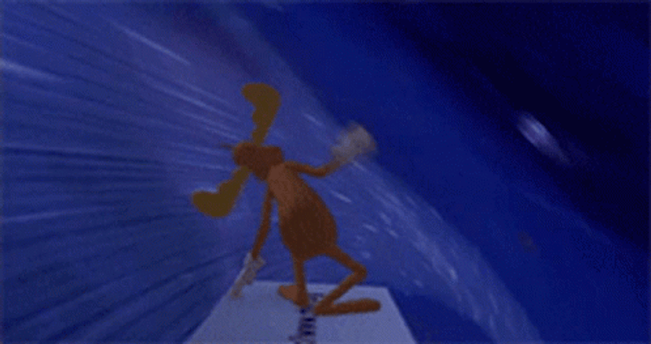 Rocky And Bullwinkle Surfing Scene GIF