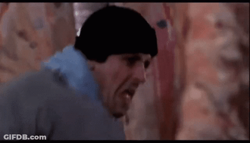 Rocky Balboa Training Punching Meat GIF