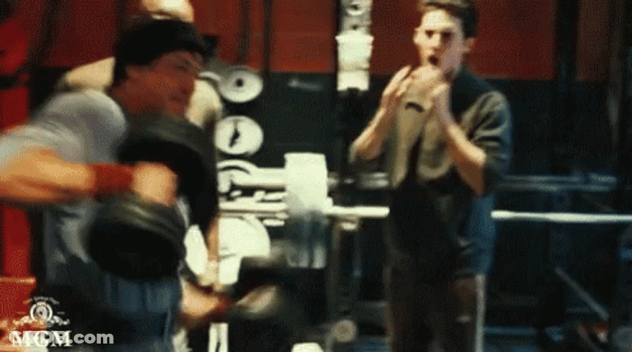Rocky Training Dumbbell Shadow Boxing GIF
