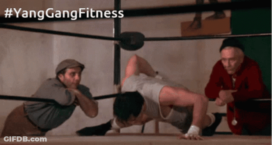 Rocky Training Single Arm Push Up GIF