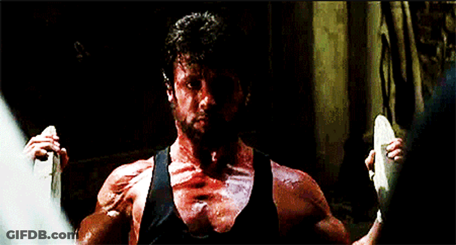 Rocky Training Sylvester Stallone Lifting Weights GIF