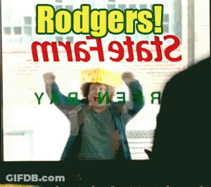 Rodgers Sign With Woman In Yellow Hat GIF