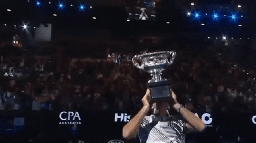 Roger Federer Holding His Trophy GIF