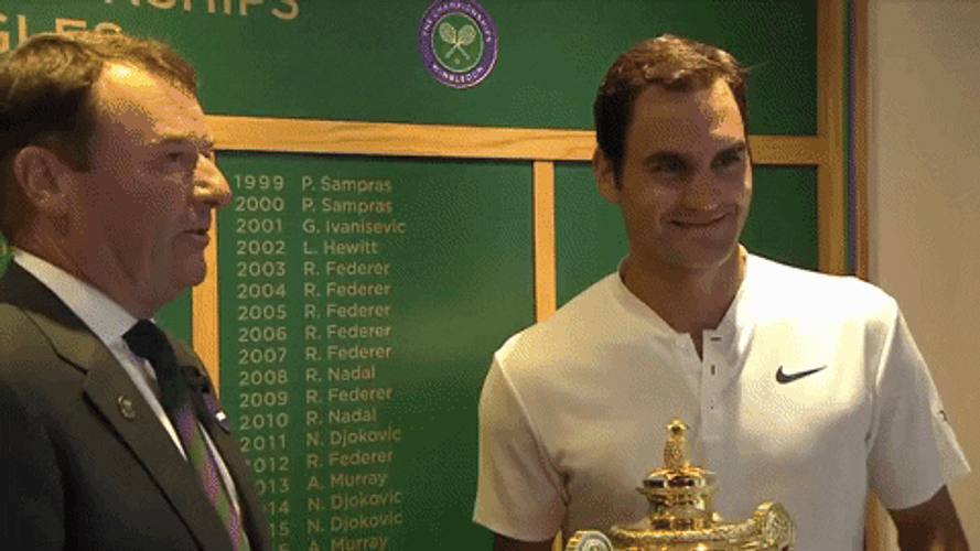 Roger Federer Posing With His Trophy GIF