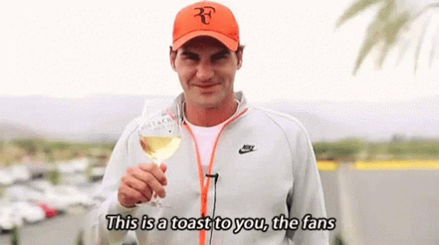 Roger Federer Toast For Fans GIF