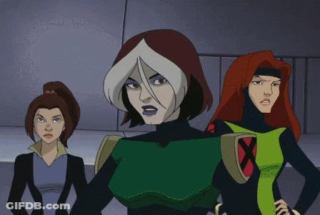Rogue And Jean Grey Are Standing Next To Each Other In A Cartoon GIF
