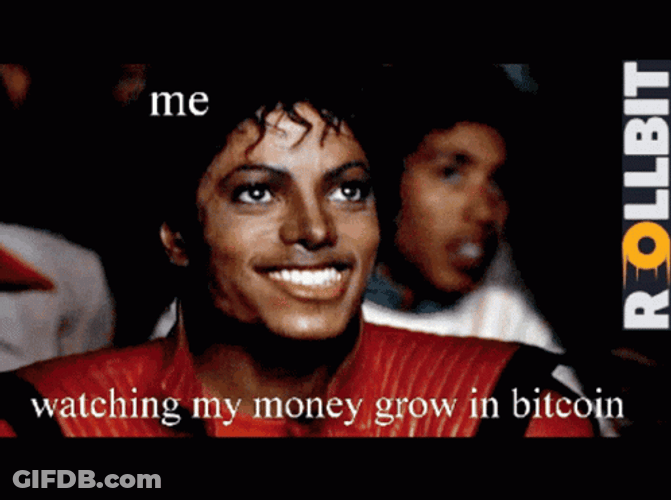 Rollbit Michael Jackson Popcorn Bitcoin GIF
