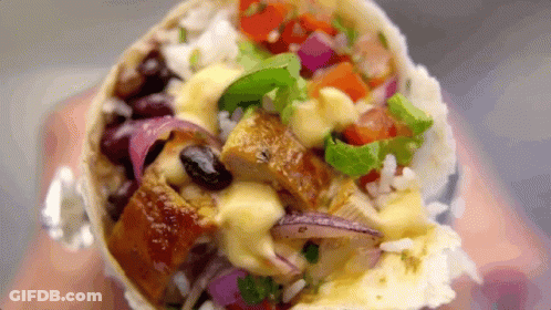 Rolled Tortilla With Meat And Rice GIF