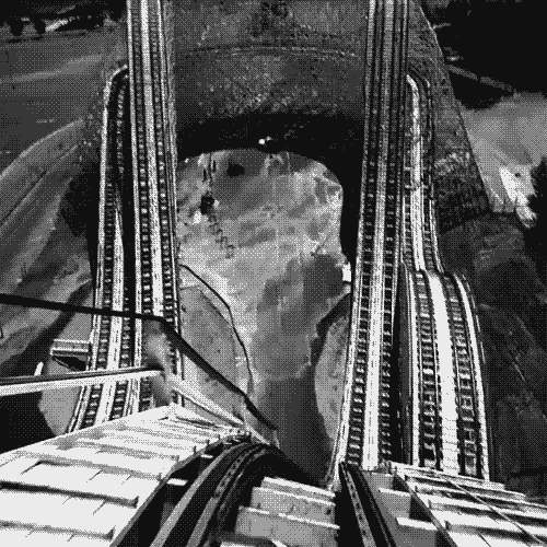Roller Coaster Drop Black White GIF