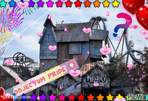 Roller Coaster With Objectim Pride Sign GIF