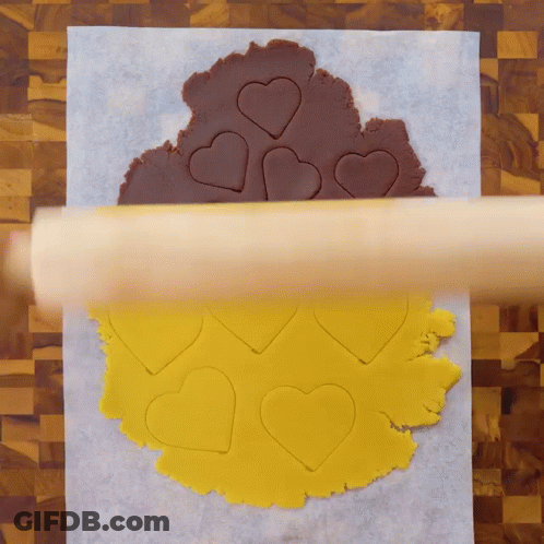 Rolling Pin Cutting Heart Cookies GIF